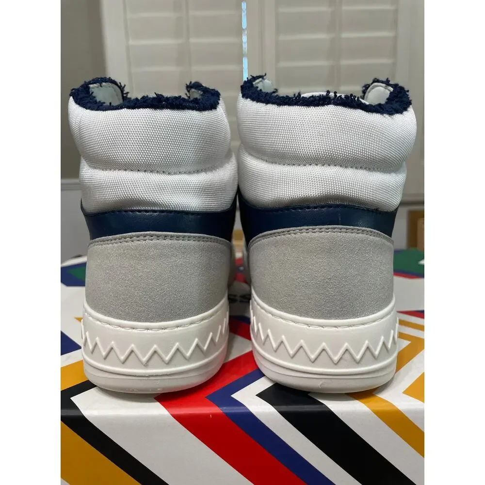 Missoni Basket High Luxury Sneaker White Blue Leather 5 M 6.5 W 37 EU NIB Unisex